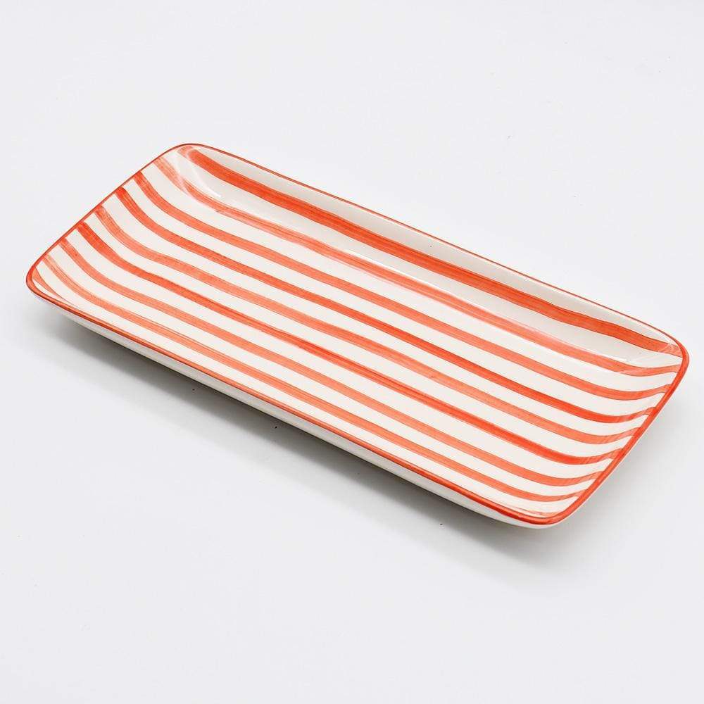 Costa Nova Mar | Striped Ceramic Serving Platter - Red