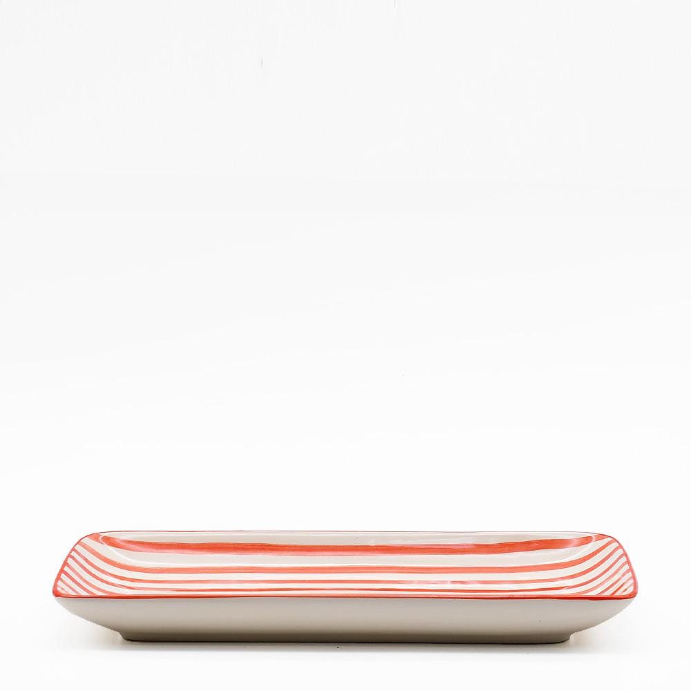 Costa Nova Mar | Striped Ceramic Serving Platter - Red