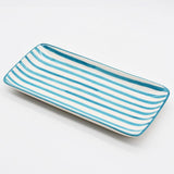 Costa Nova Mar | Striped Ceramic Serving Platter - Turquoise