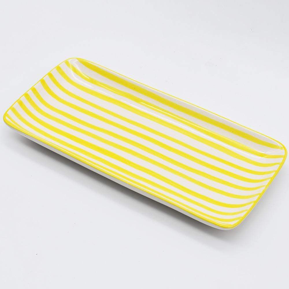 Costa Nova Mar | Striped Ceramic Serving Platter - Yellow