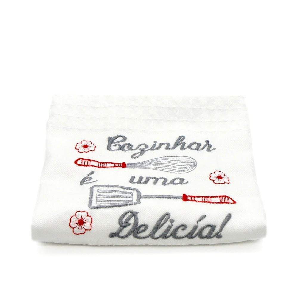 Delicia I Embroidered  kitchen Towel Grey