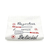 Delicia I Embroidered  kitchen Towel Grey