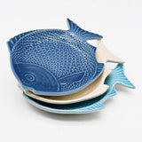 Fish-shaped Ceramic Bread/Butter Plate - Blue