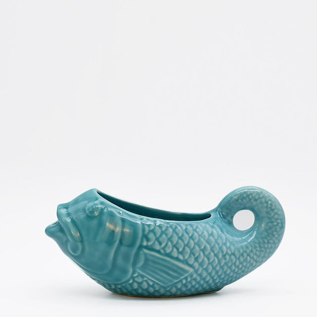 Fish-shaped Ceramic Gravy Boat - Turquoise