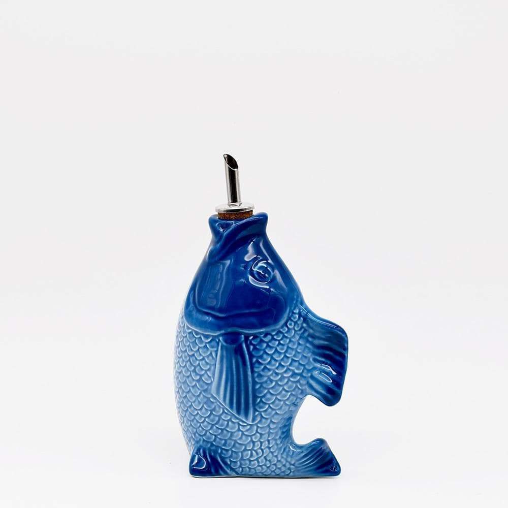 Fish-shaped Ceramic Oil Carafe - Blue