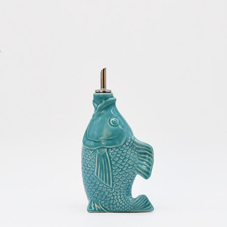 Fish-shaped Ceramic Oil Carafe - Turquoise