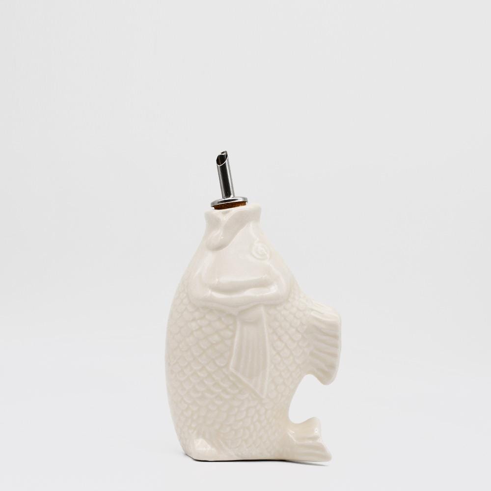Fish-shaped Ceramic Oil Carafe - White
