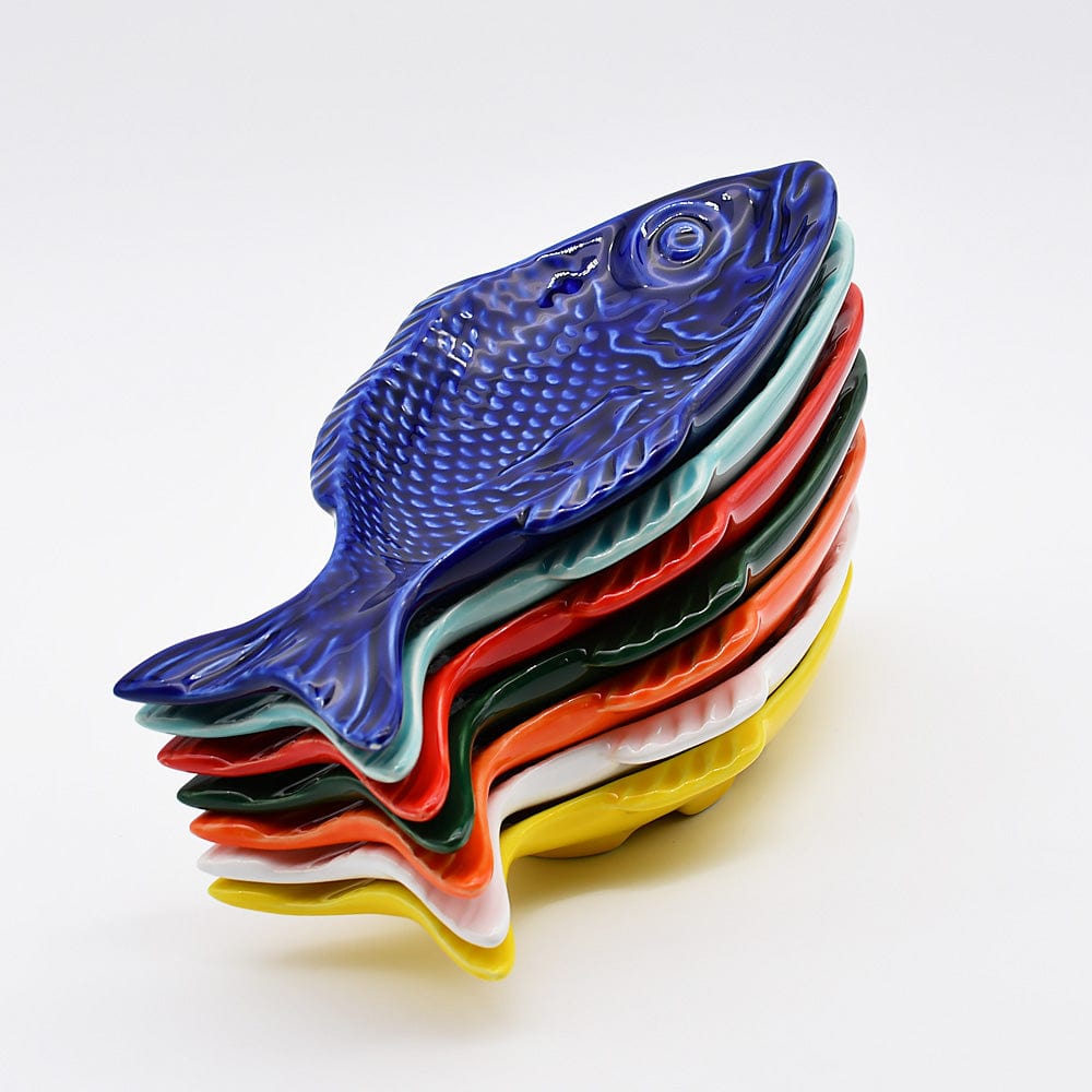 Fish-shaped Ceramic Plate - Blue 9.8"