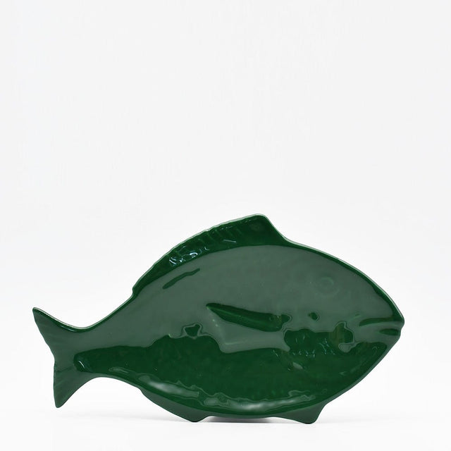 Fish-shaped Ceramic Plate - Green 11.8"