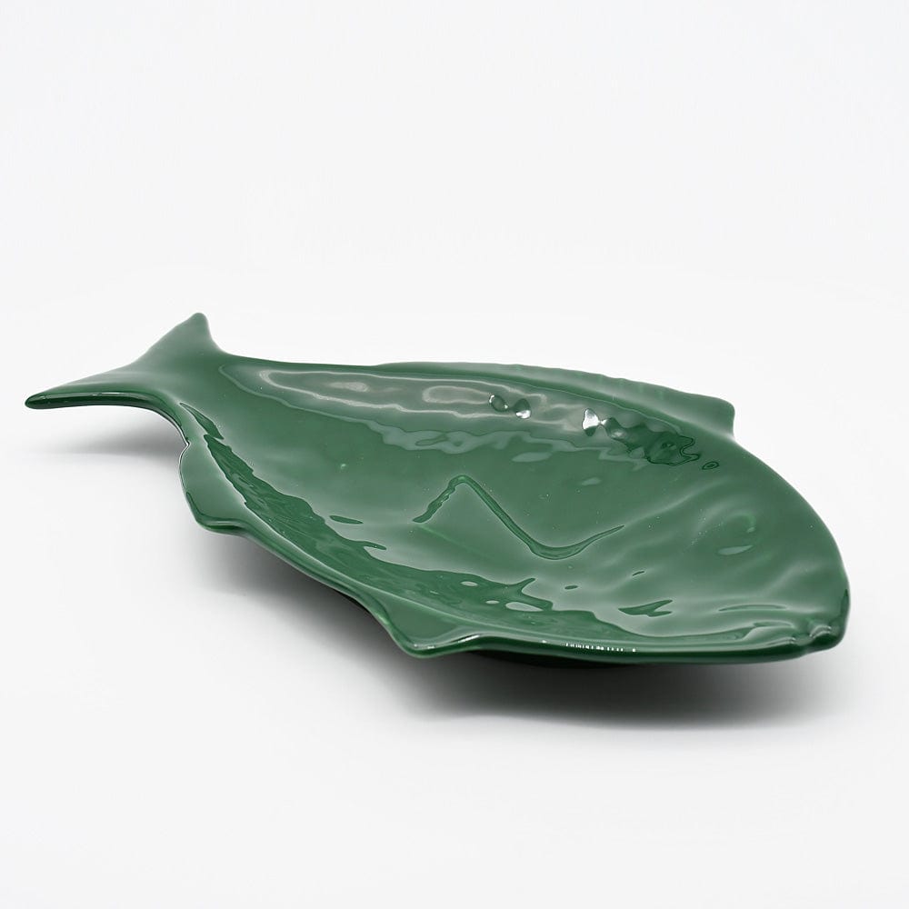 Fish-shaped Ceramic Plate - Green 11.8"