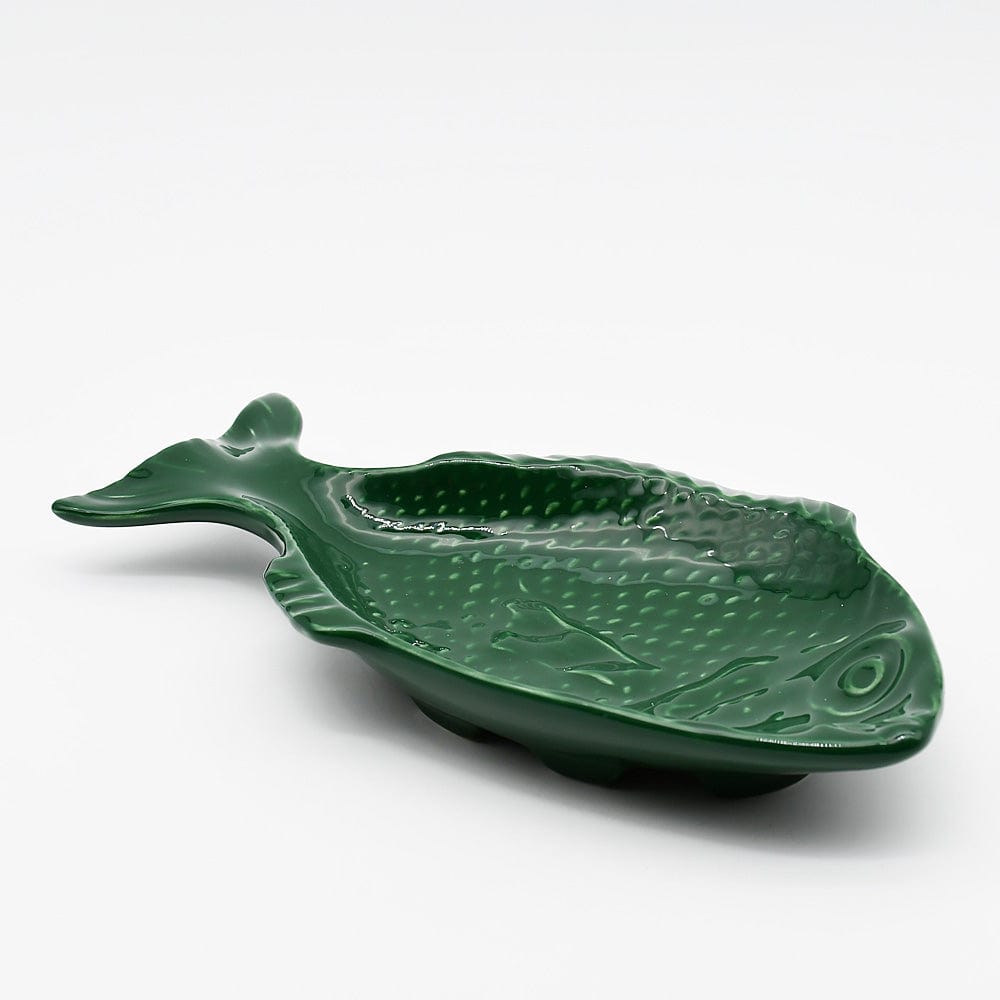 Fish-shaped Ceramic Plate - Green 9.8"