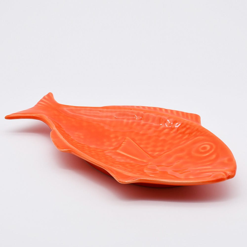 Fish-shaped Ceramic Plate - Orange 11.8"