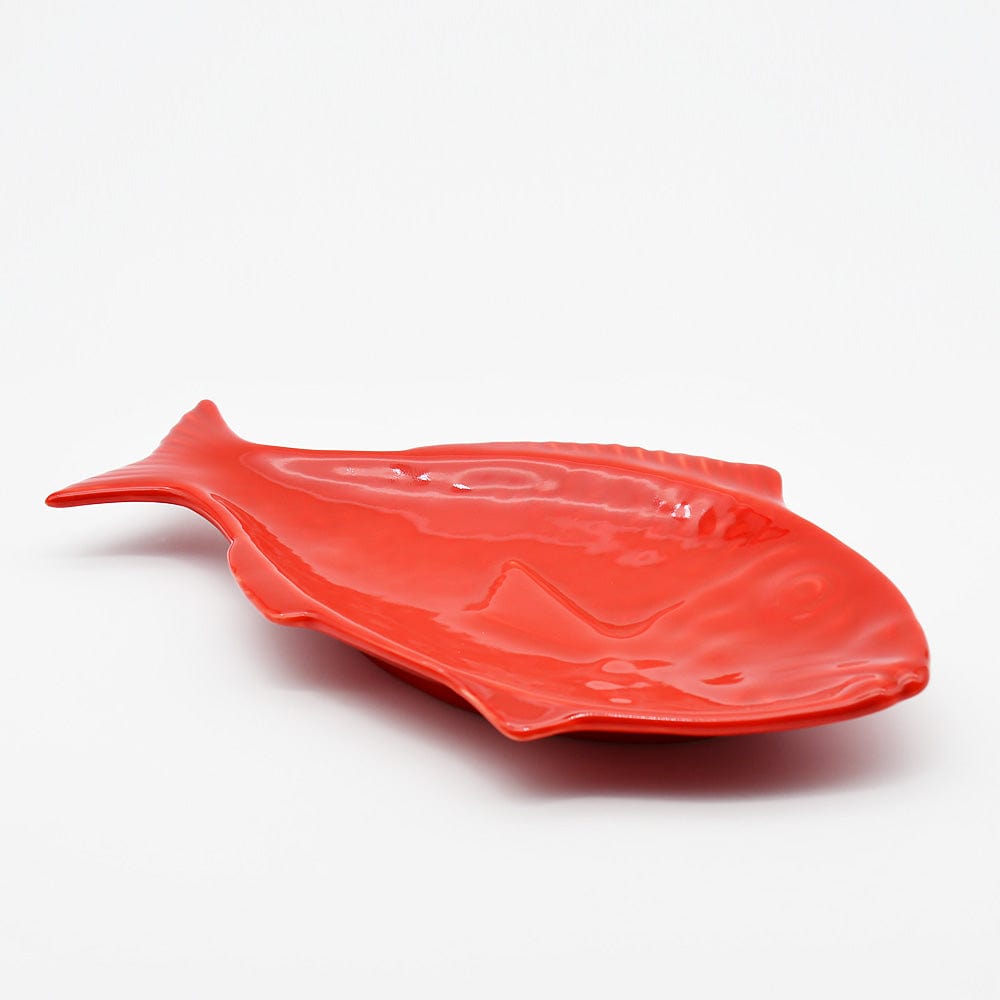 Fish-shaped Ceramic Plate - Red 11.8"