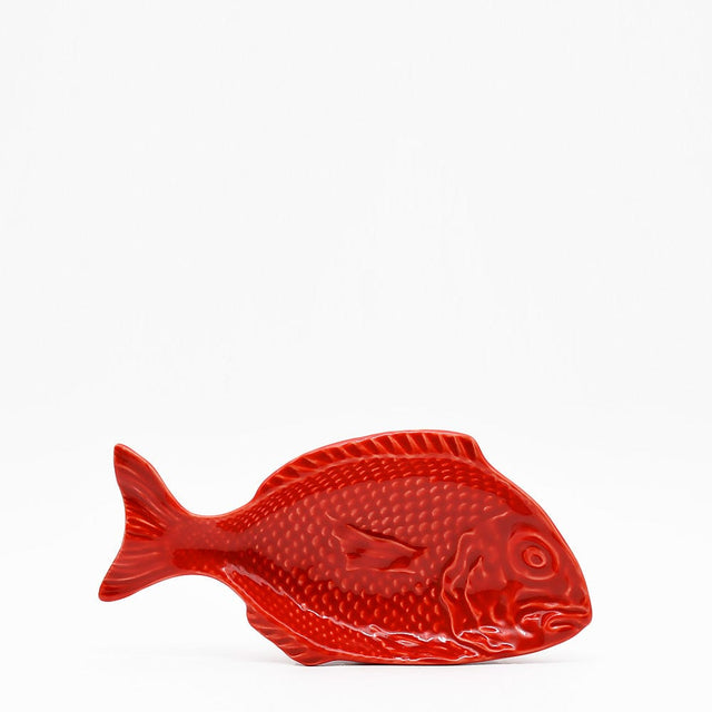 Fish-shaped Ceramic Plate - Red 9.8"