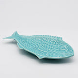 Fish-shaped Ceramic Plate - Turquoise 11.8"