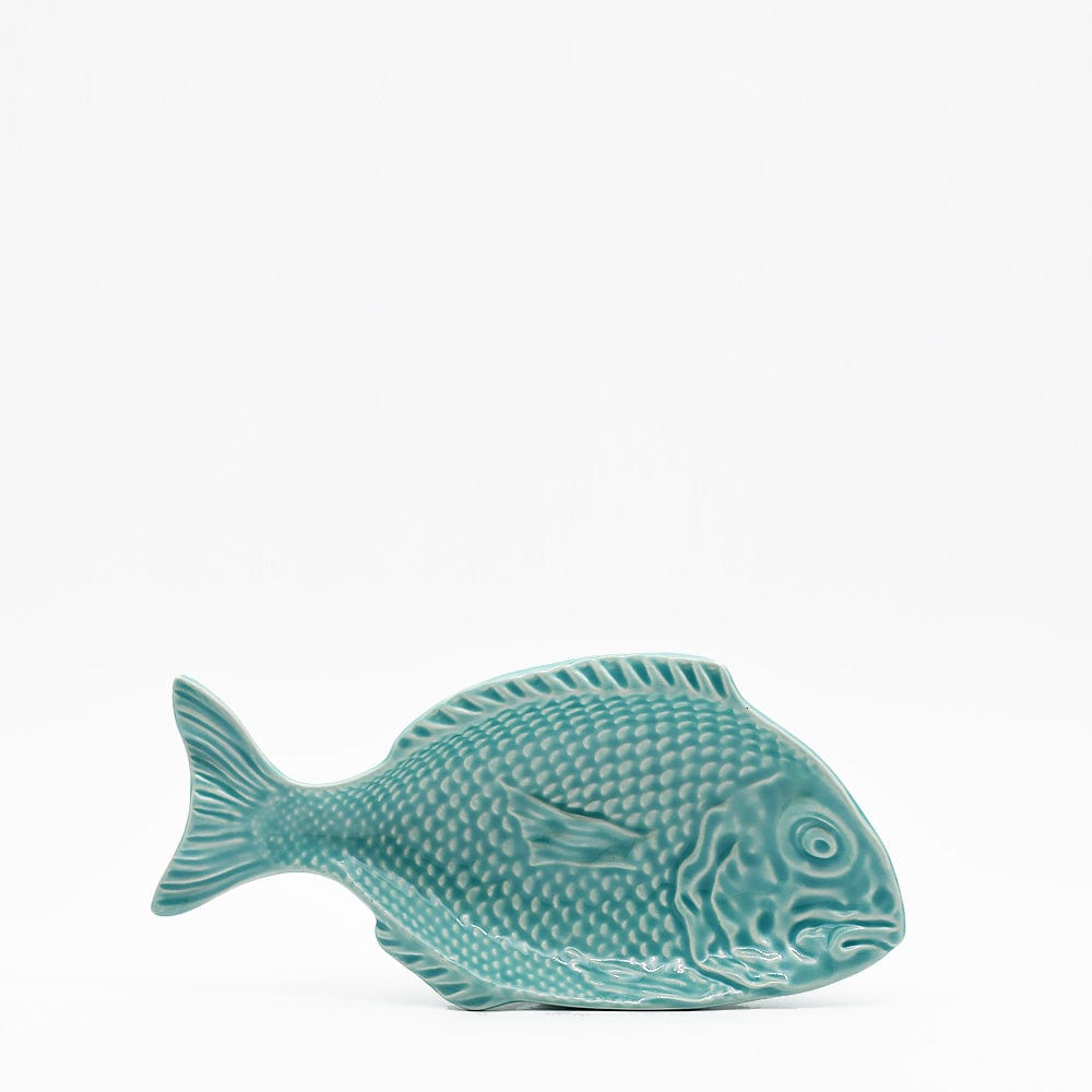 Fish-shaped Ceramic Plate - Turquoise 9.8"