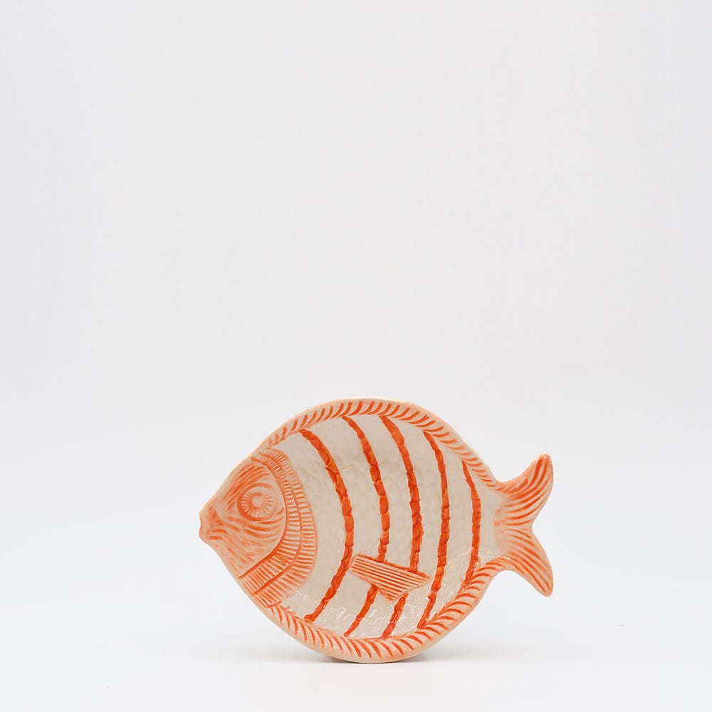 Fish-shaped Ceramic Soup Plate - Orange 7.1''