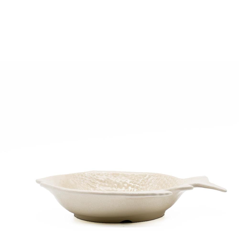 Fish-shaped Ceramic Soup Plate - White