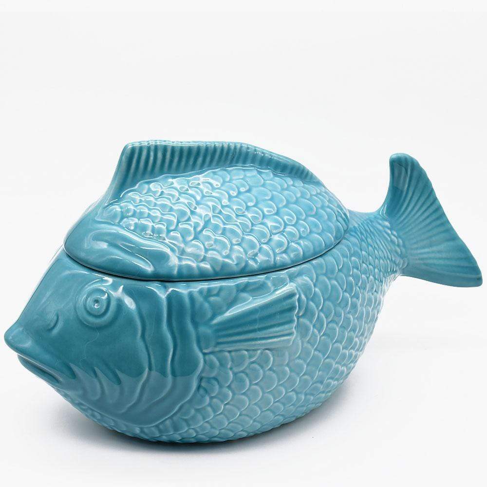 Fish-shaped Ceramic Tureen - Turquoise