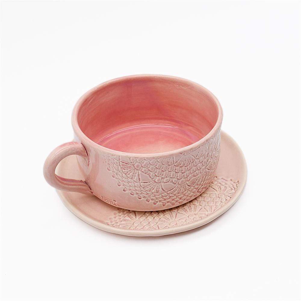 Flores I Pink cup and saucer - 12cm