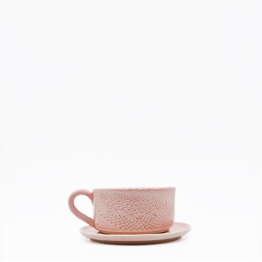 Flores I Pink cup and saucer - 12cm