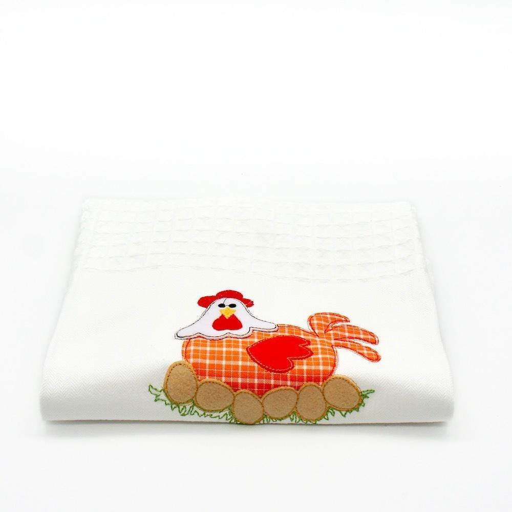 Galinha I Embroidered Kitchen Towel Red