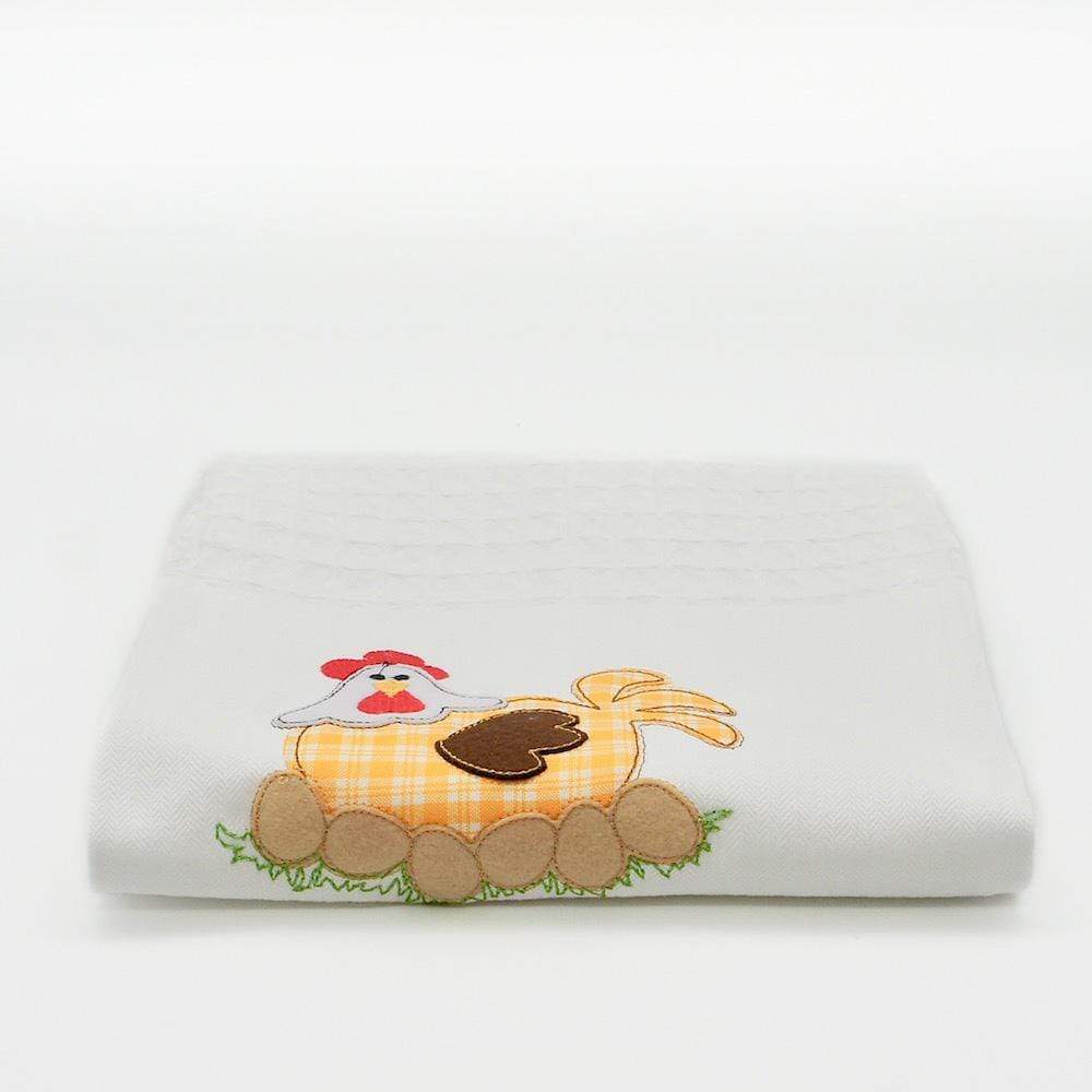 Galinha I Embroidered Kitchen Towel Yellow