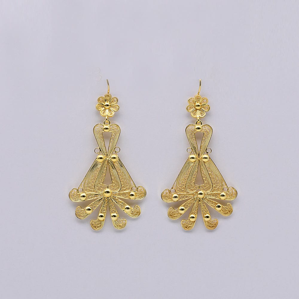 Gold plated Silver Filigree Earrings - 2.6''