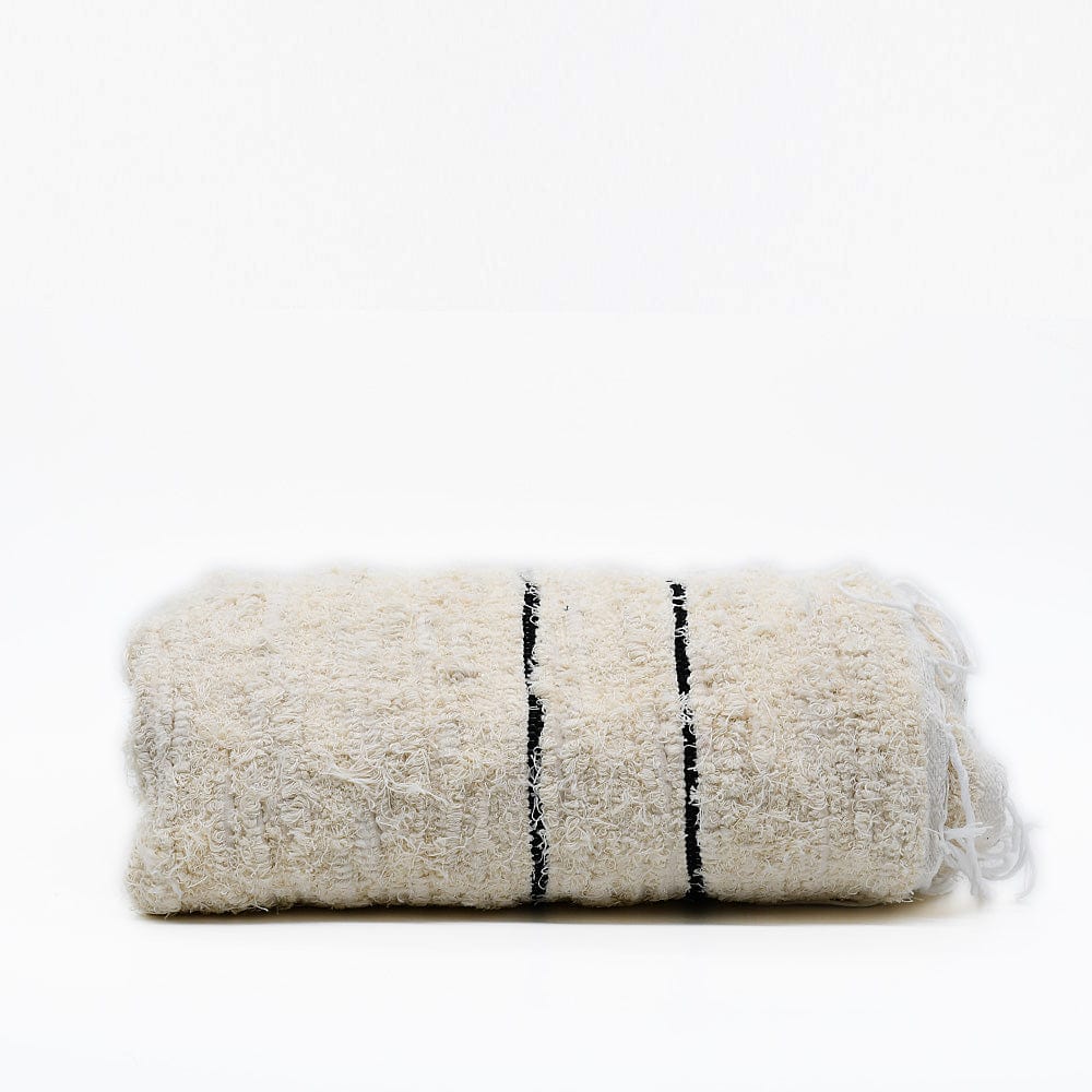 Handmade Cotton Rug - Off-white and black