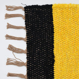 Handmade Striped Rug - Black, beige, yellow