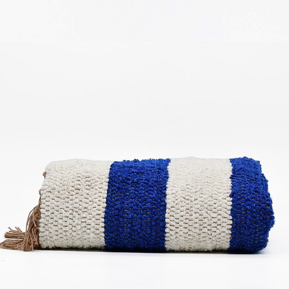 Handmade Striped Rug - Blue & White