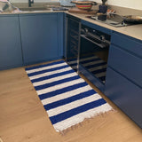 Handmade Striped Rug - Blue & White