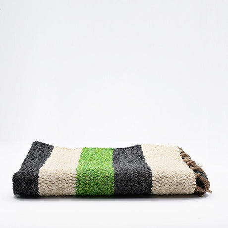 Handmade Striped Rug - Green, grey, beige