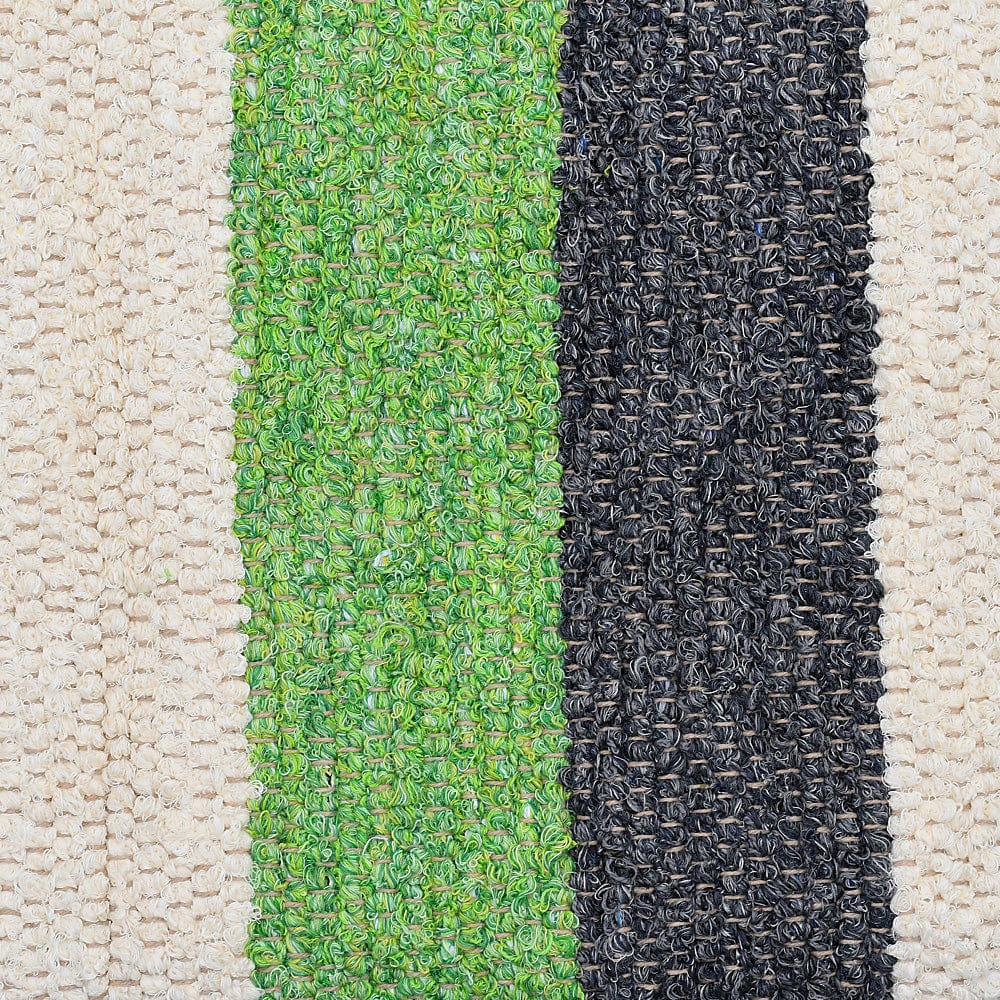 Handmade Striped Rug - Green, grey, beige