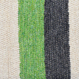 Handmade Striped Rug - Green, grey, beige