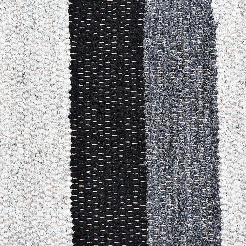 Handmade Striped Rug - Grey, beige