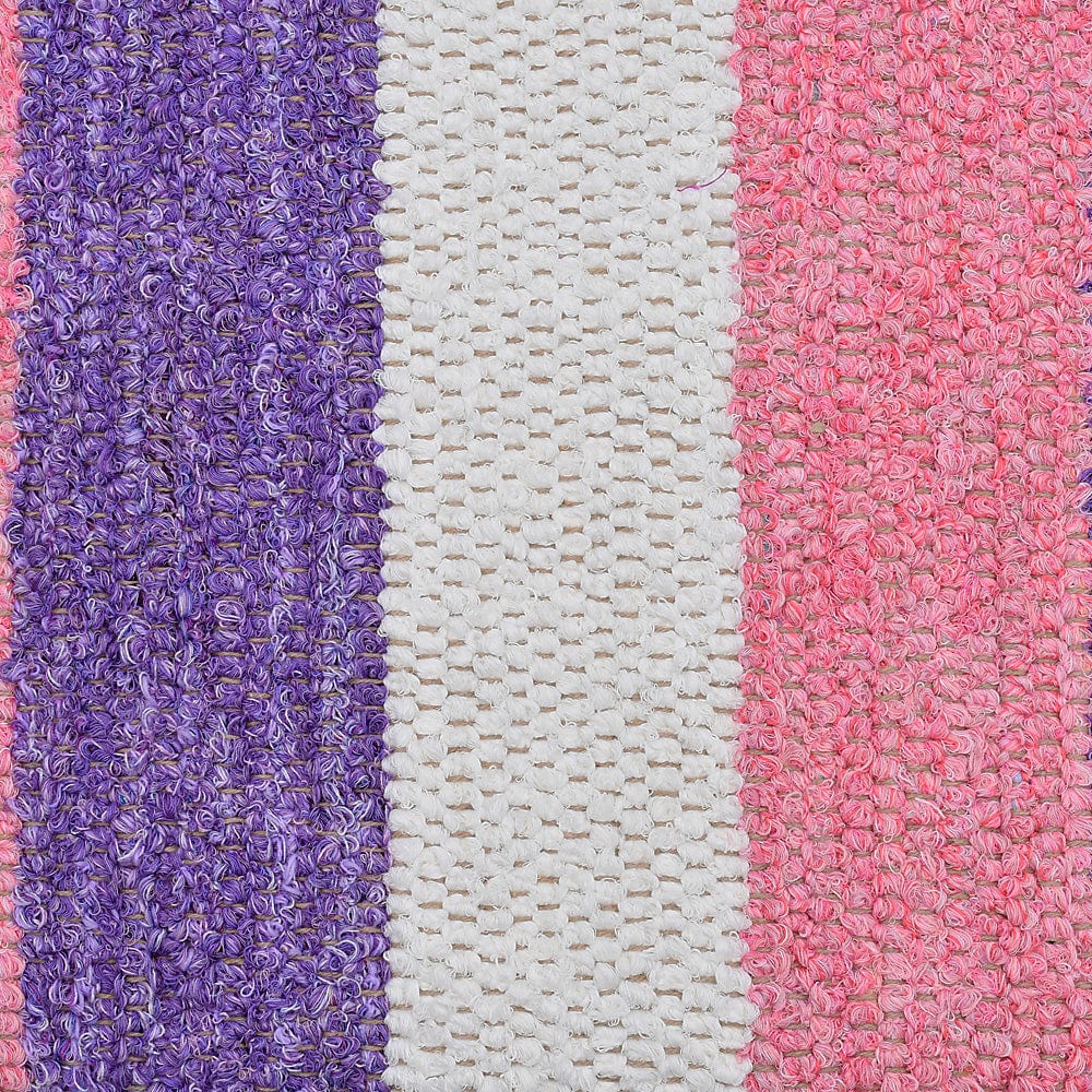 Handmade Striped Rug - Pink, purple, beige