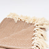 Herringbone I Cotton Fringed Blanket - Camel