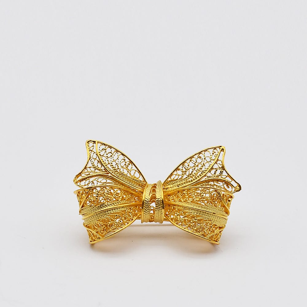 Laço I Gold plated Silver Filigree Brooch - 1.6"