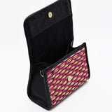 Leather and Reed Clutch Bag - Pink