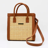 Leather and Reed handbag 10.2'' - Natural