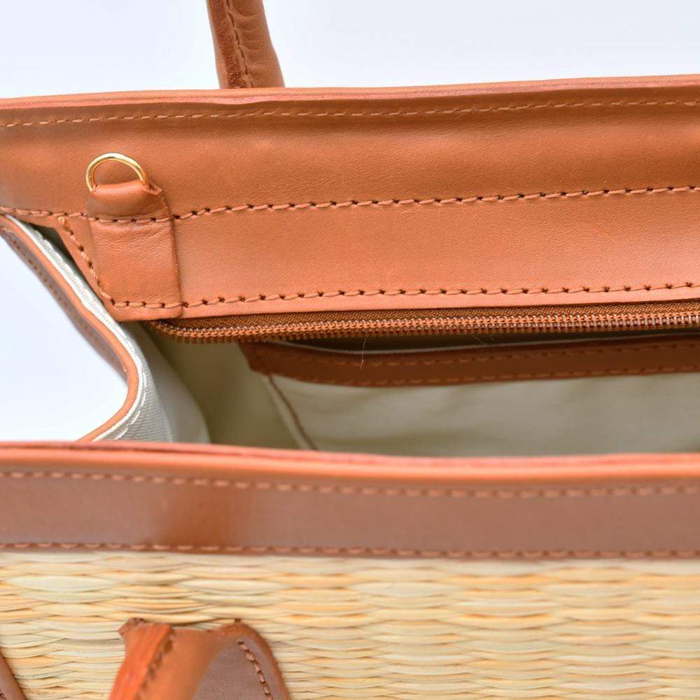 Leather and Reed handbag 10.2'' - Natural