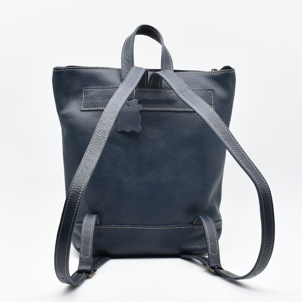 Leather Backpack - Blue