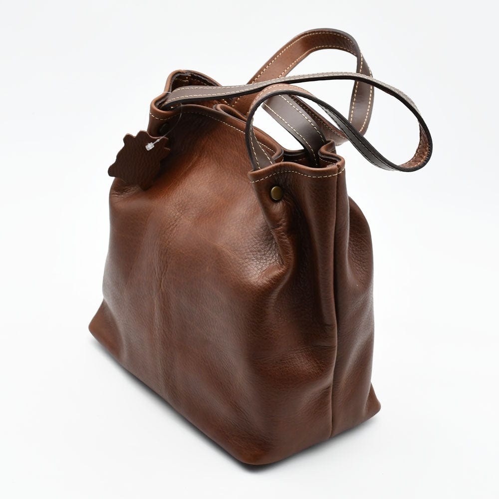 Leather Handbag - Brown