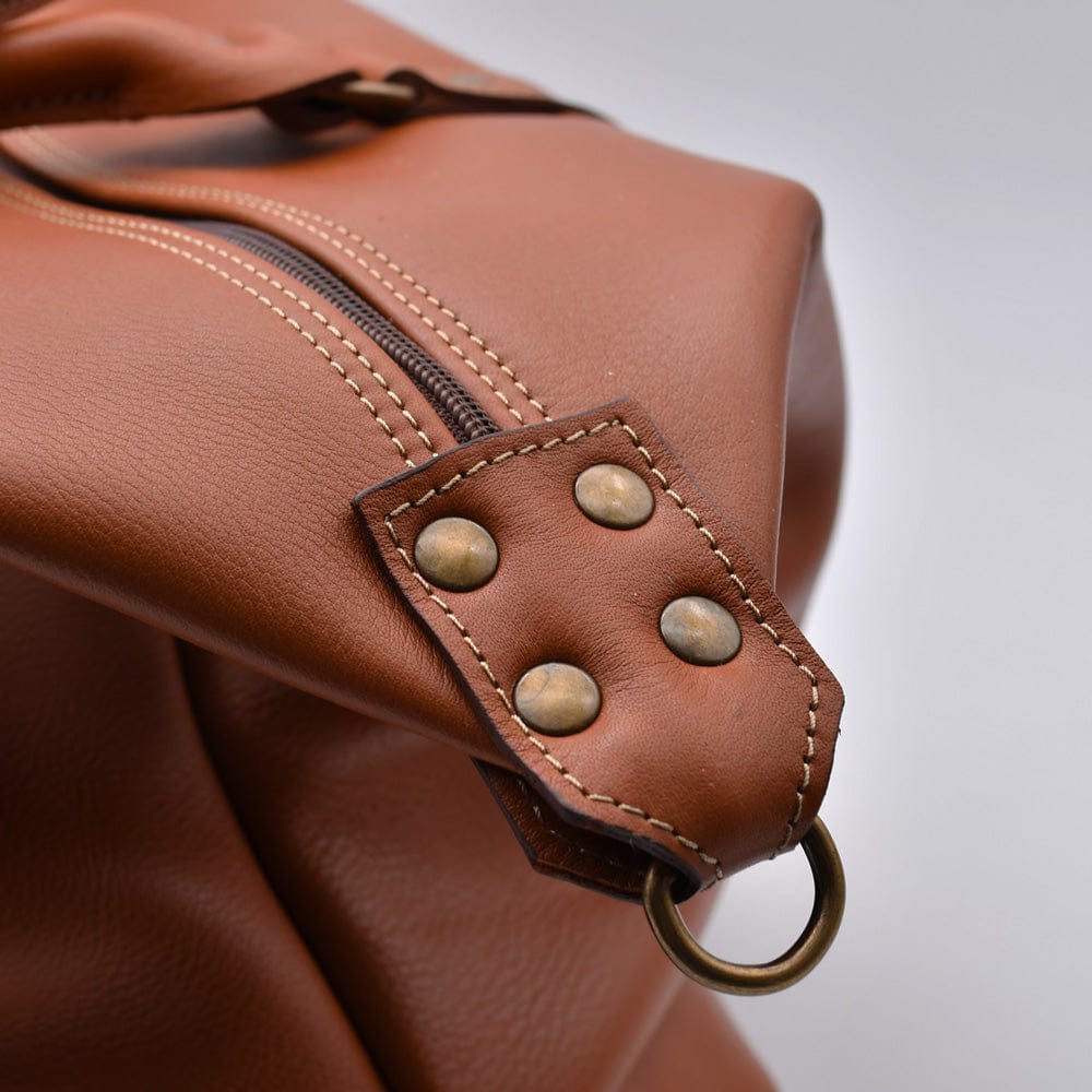 Leather Weekender Bag - Light Brown