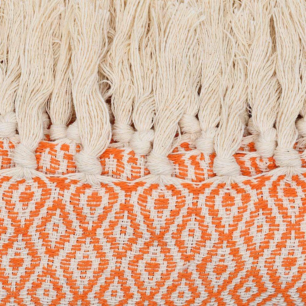 Losango I Cotton Fringed Blanket - Orange