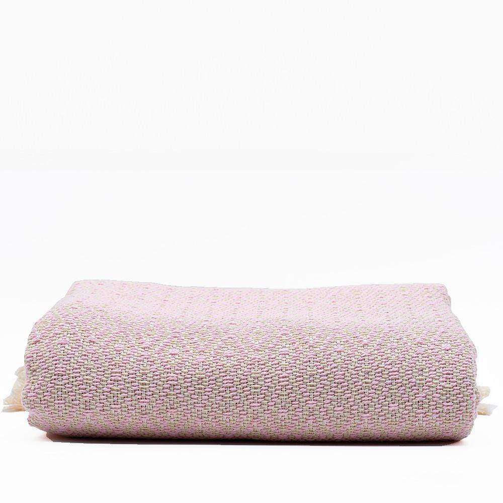 Losango I Cotton Fringed Blanket - Pink