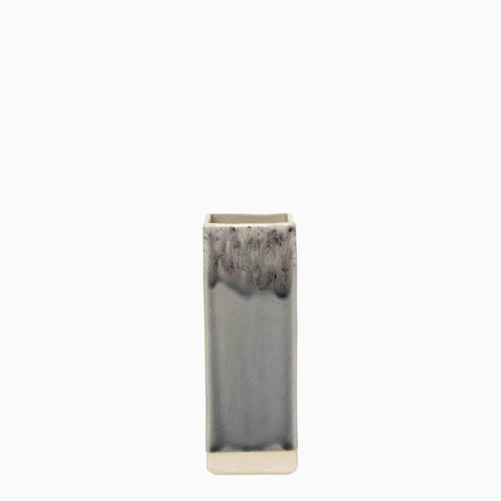 Madeira I Stoneware Square Vase - Grey