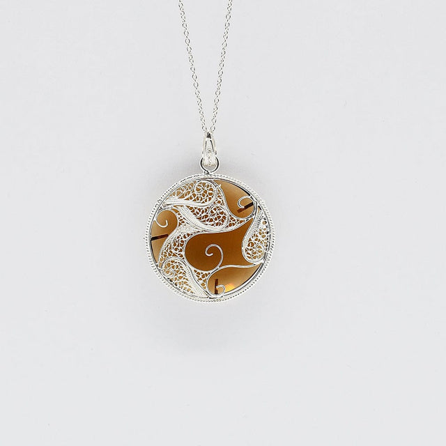 Oceano | Silver filigree pendant - Amber