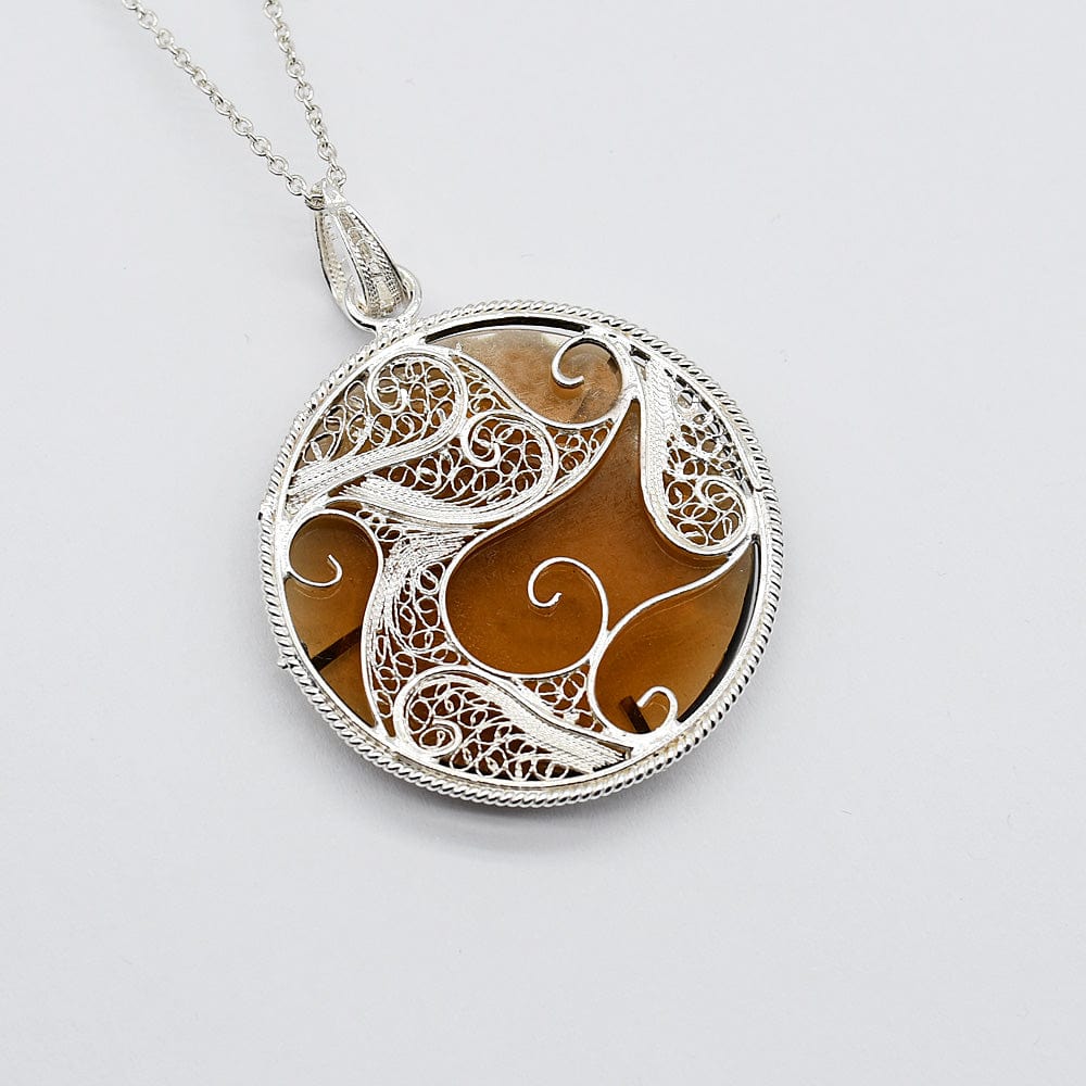 Oceano | Silver filigree pendant - Amber